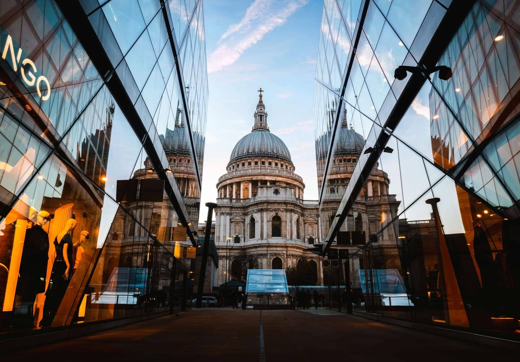 St Paul's Cathedral reflected in the glass of the City of London